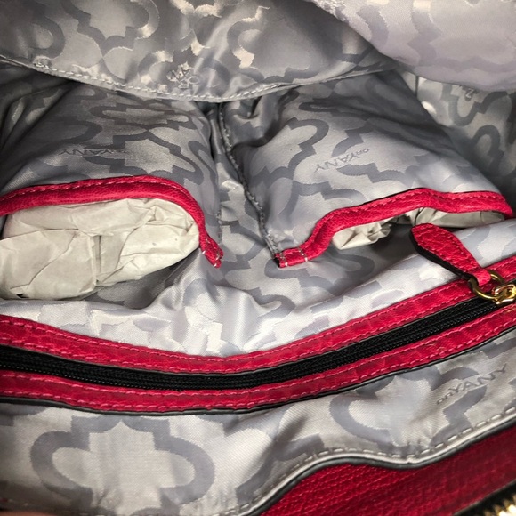 NWOT Cranberry Red Pebble Leather Large Satchel Crossbody Barrel Bag - Picture 11 of 15